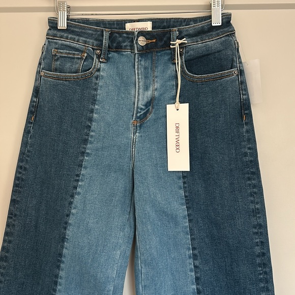DRIFTWOOD TWO TONE WIDE LEG DENIM JEANS PANTS SIZE 28 MSRP 148.00 NWT - Picture 5 of 11